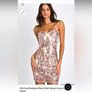 Lulus Rose Gold Sequin Lace-Up Dress